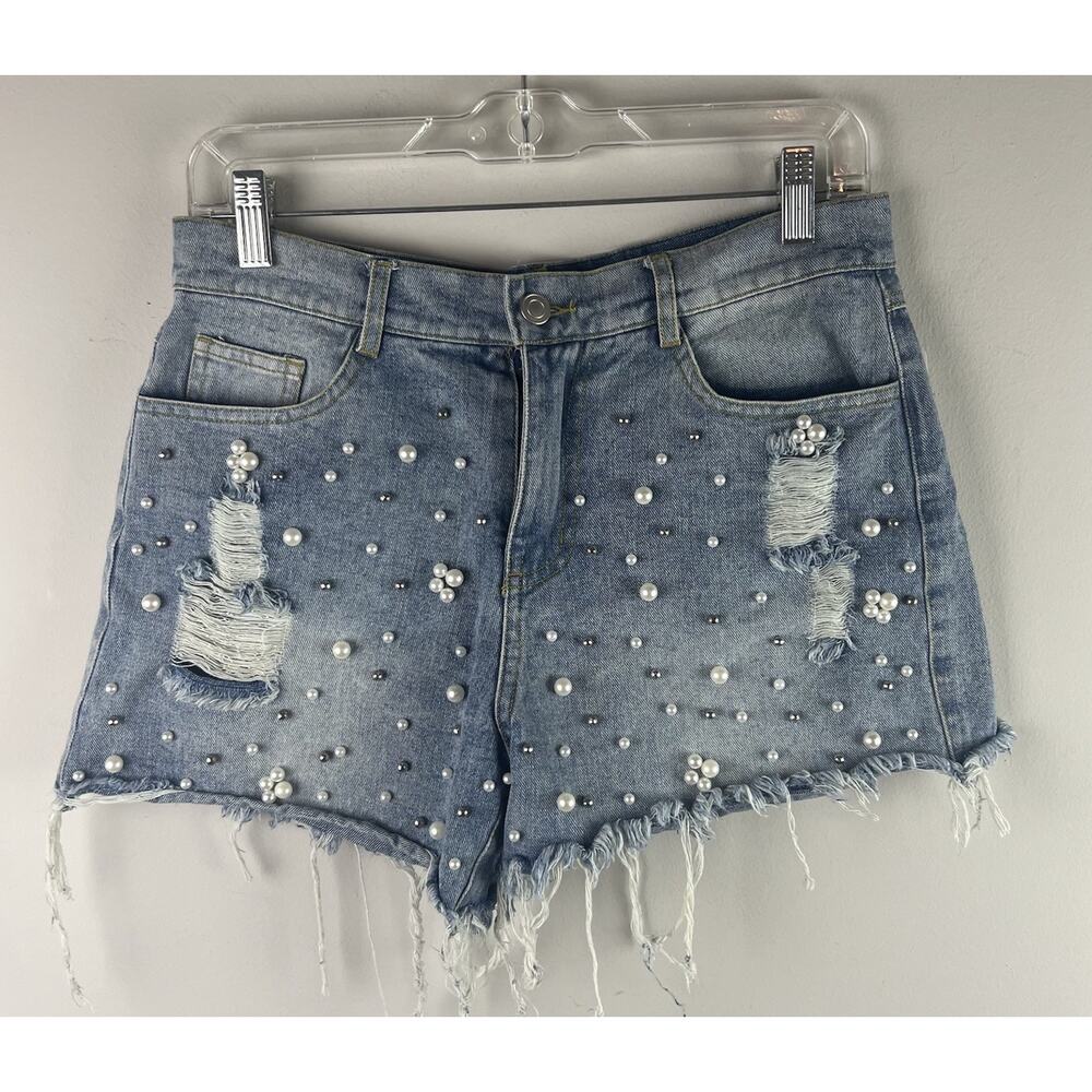 P Cill Shorts String of Pearls Coastal Cowgirl Western Preppy Denim M NWT